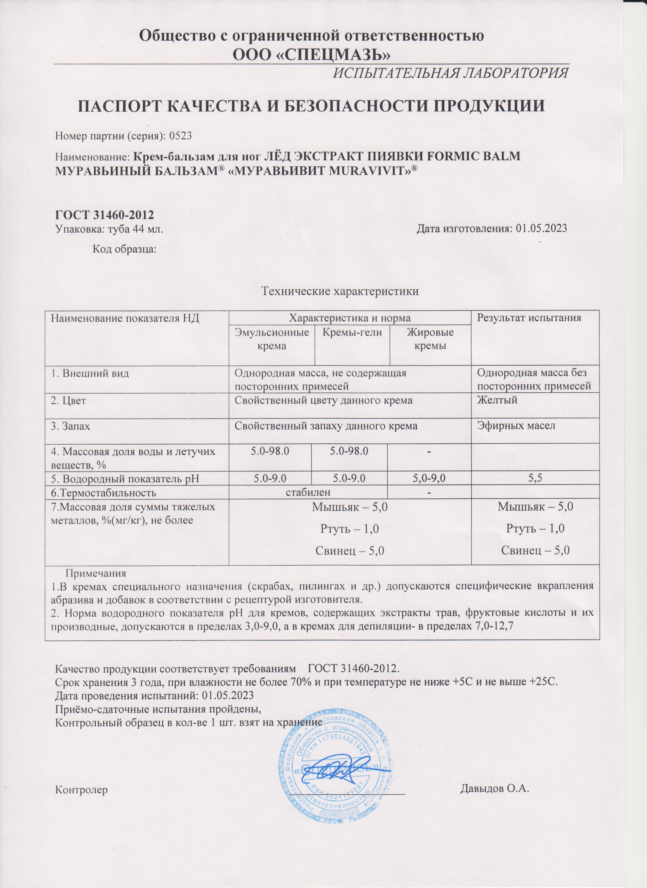 Паспорт №052023